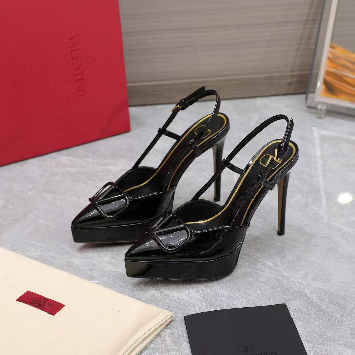 Valentino Garavani VLogo Platform Slingback 12cm Stiletto Leather 120