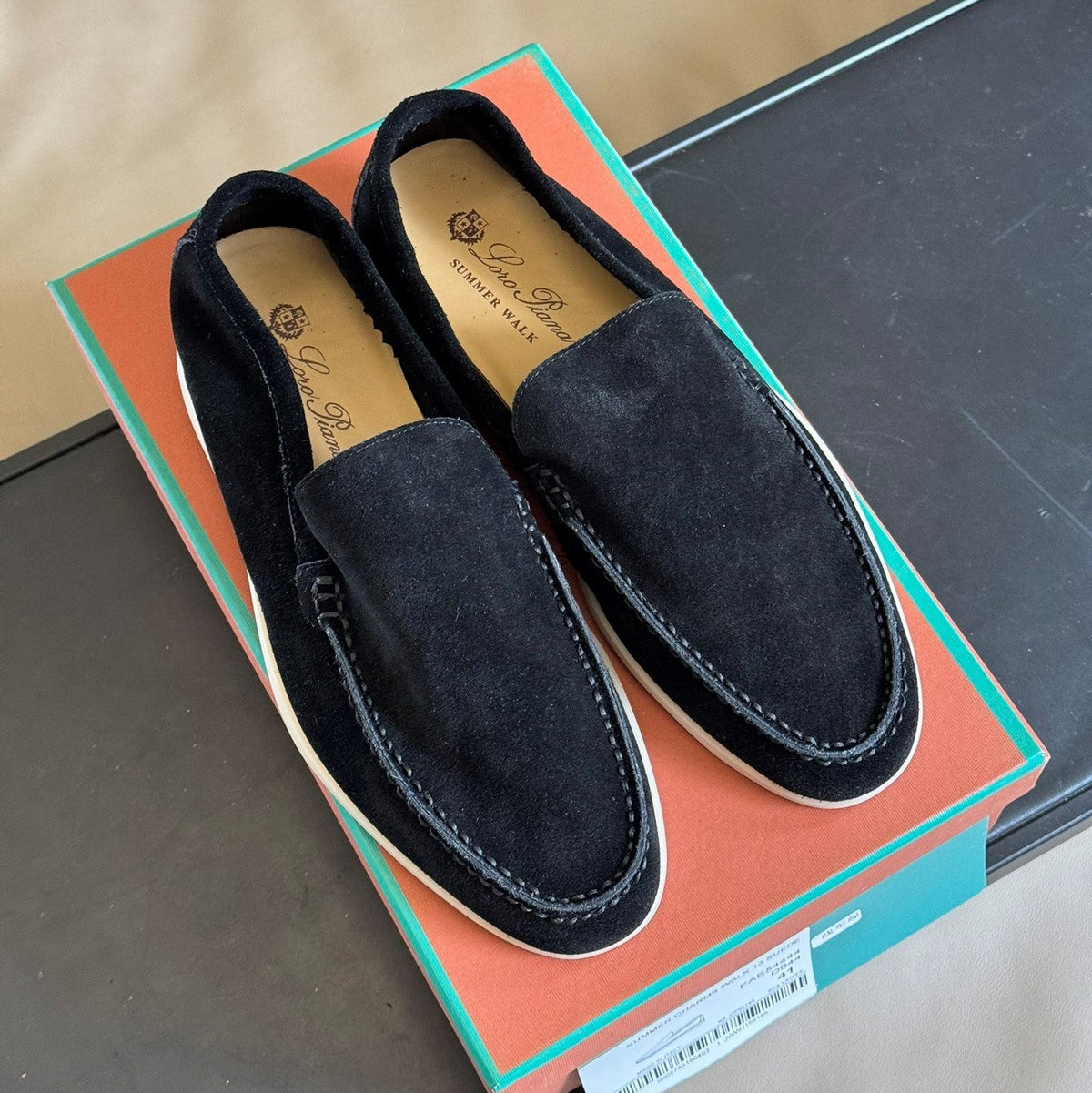 Loro Piana 26s Summer Walk Loafer Black Suede