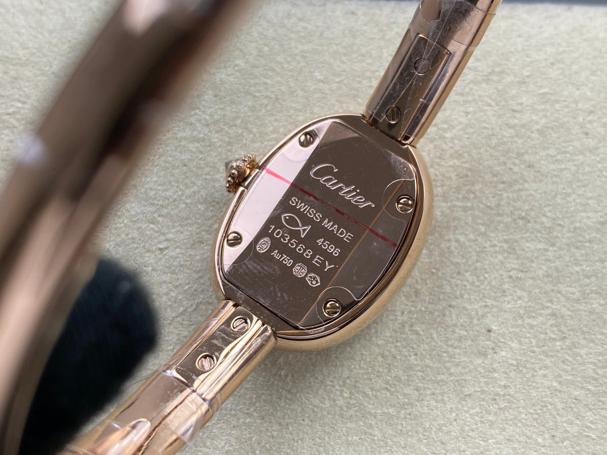 Cartier Baignoire Diamond Mini 18.5mm Pink Gold Clous de Paris Dial