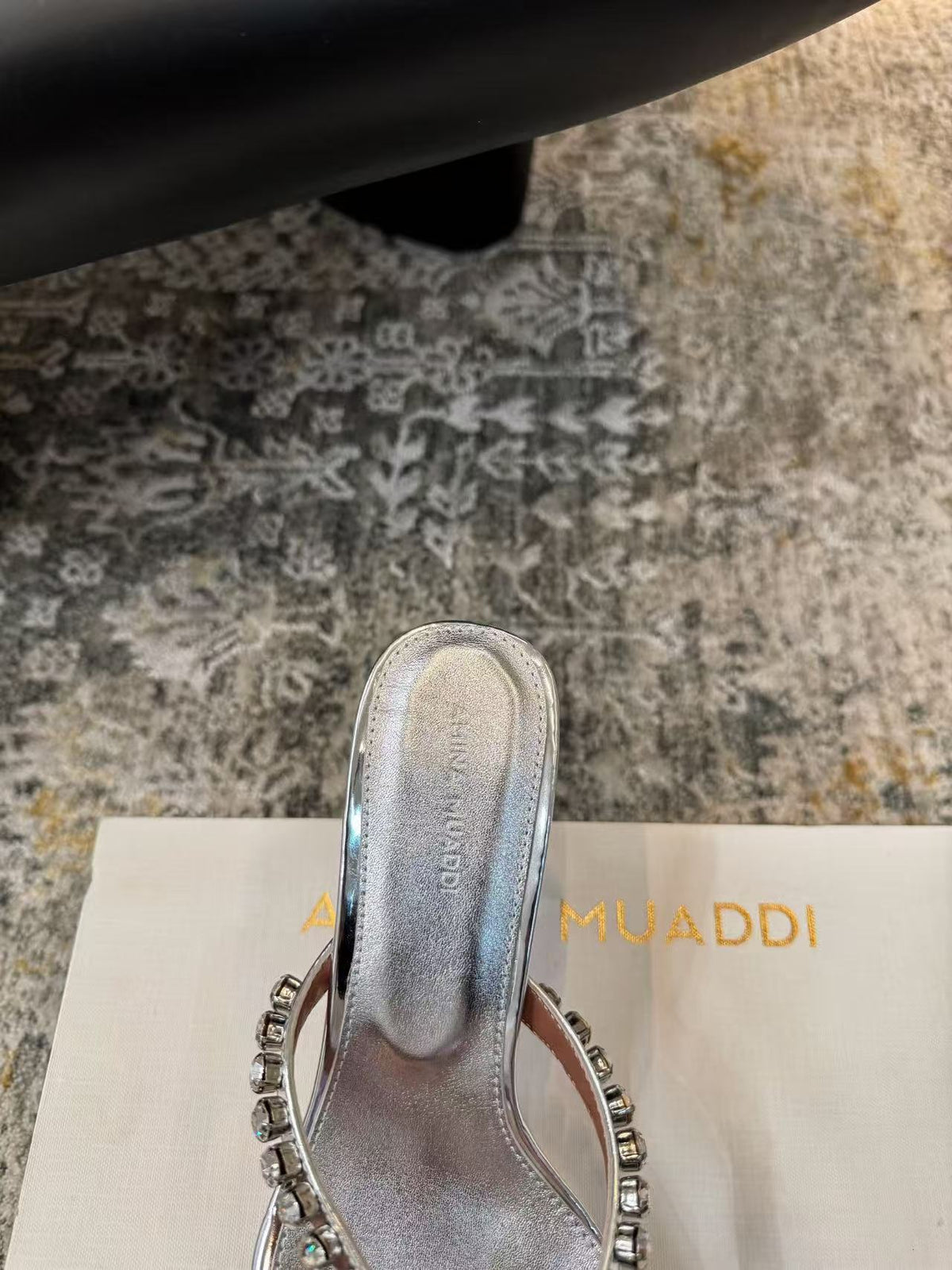 Amina Muaddi 26s Gigi Thong Sandals Satin Crystal White