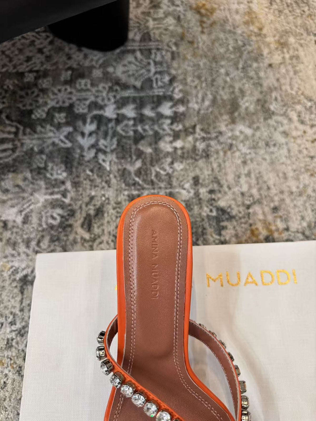 Amina Muaddi 26s Gigi Thong Sandals Satin Crystal White