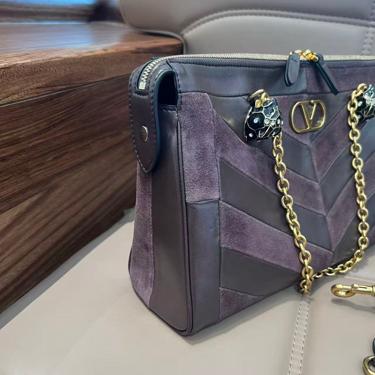Valentino Garavani Panthea Medium Shoulder Bag Dark Brown Premium Suede and Nappa 2026899