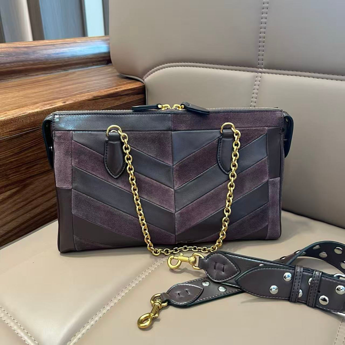 Valentino Garavani Panthea Medium Shoulder Bag Dark Brown Premium Suede and Nappa 2026899