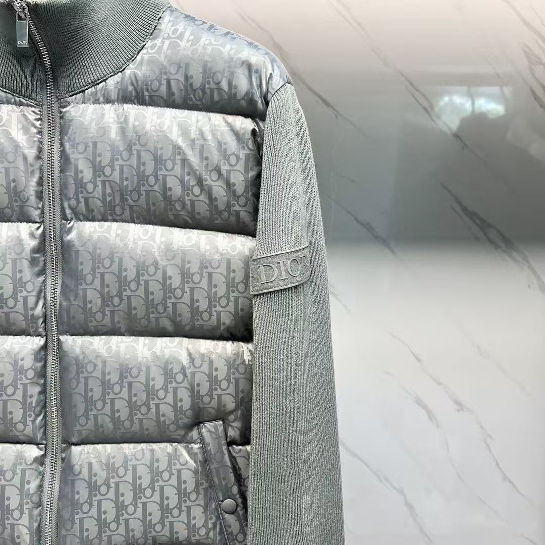Dior 26s Puffer Jacket Olive Green Dior Oblique Embroidered Canvas