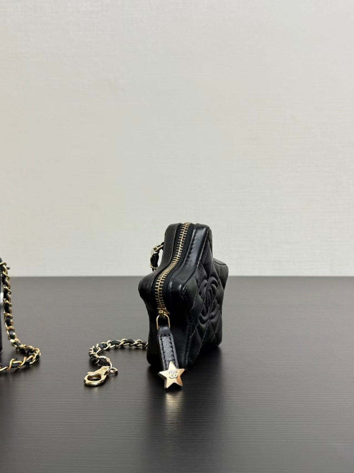 Chanel 26C Accessories Mini Star Bag Charm Black Lambskin AP4985