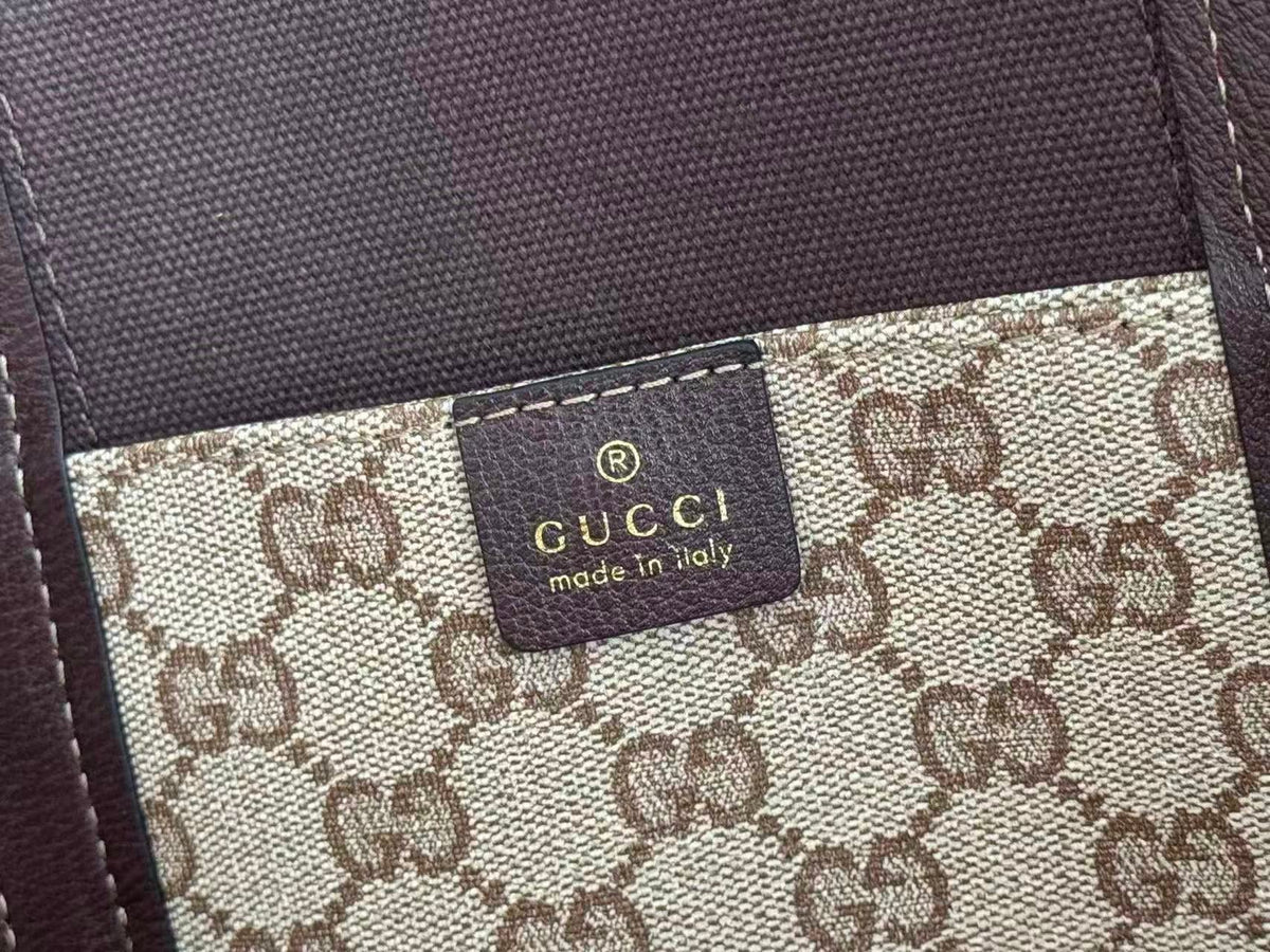 Gucci Bags Medium Duffle Bag Sand Brown GG Canvas Web Stripe 875059