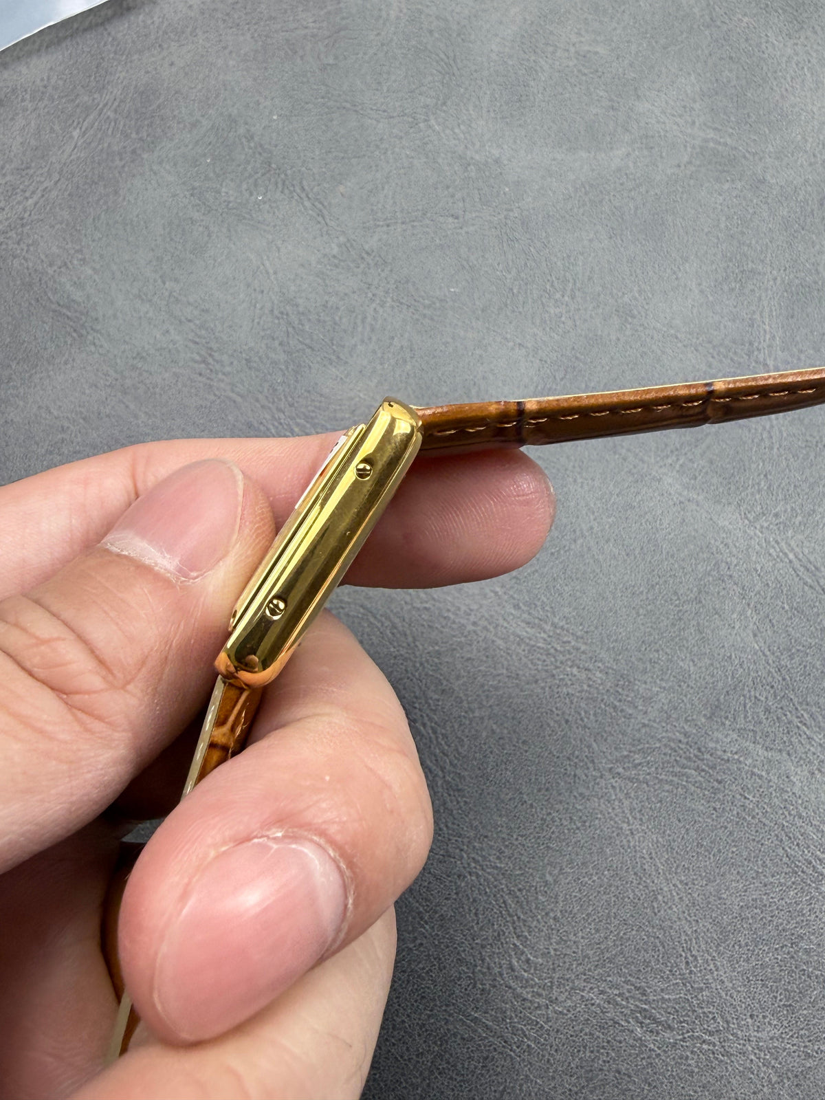 Tank Must 22mm Gold Tan Brown Crocodile