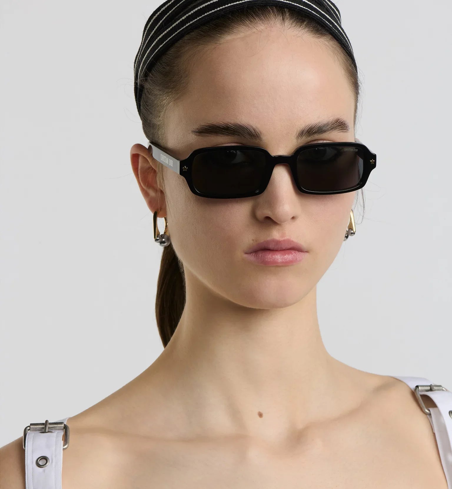 CD S3F Rectangular Sunglasses Black Acetate