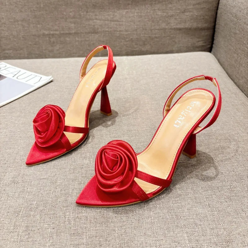 Floral Pointed Stiletto Sandals - Trendy Summer Heels