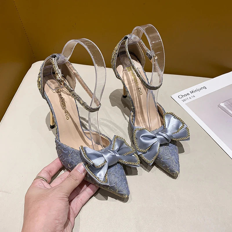 Pointed Toe Bowknot Stiletto Heels - Office & Party Pumps
