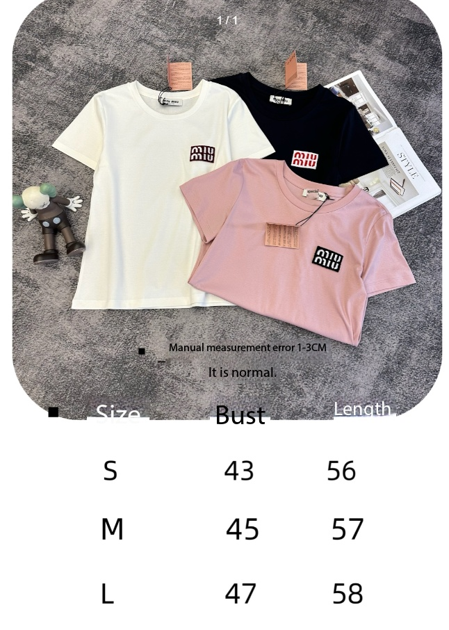 Miu SS26 Short-Sleeve T-Shirt Cotton 350883