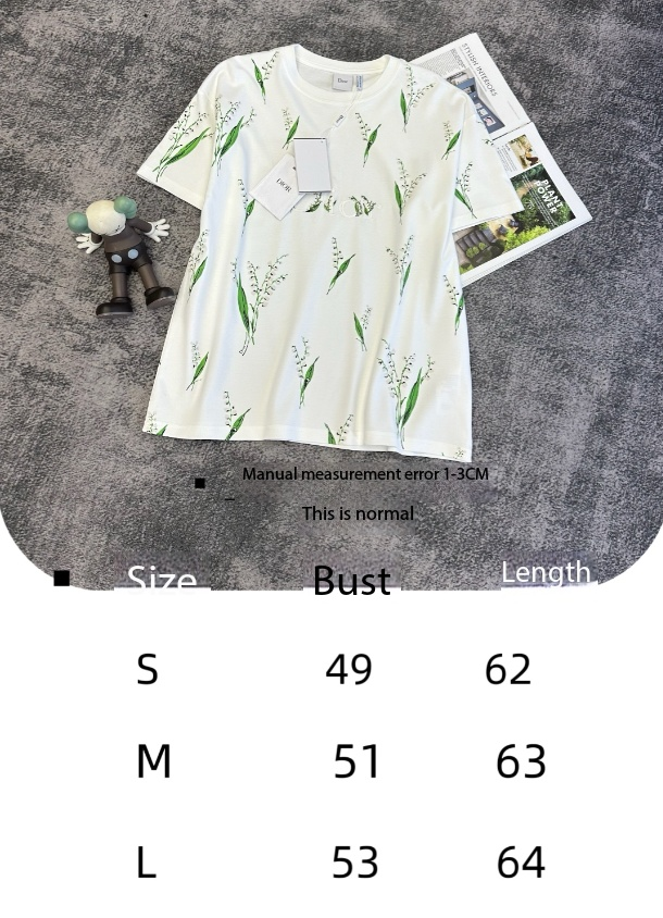 CD SS26 Lily Of The Valley T-Shirt White Cotton 350673