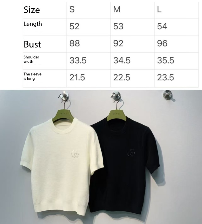 GG SS26 Knit Wool Top Embroidery Black Wool 350898