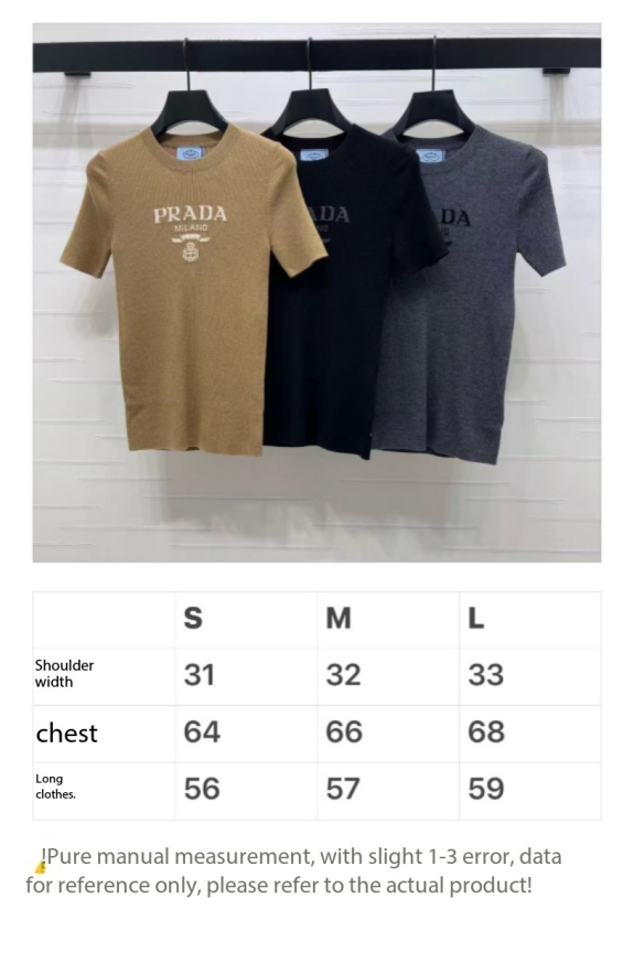 Prada Round Neck Knit Short-Sleeve Top Black Wool 351041