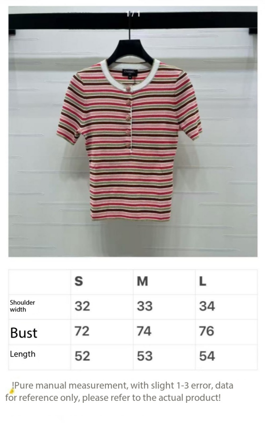 CC Synchronized Striped Knit Short-Sleeve Top Multicolor Tencel 351045