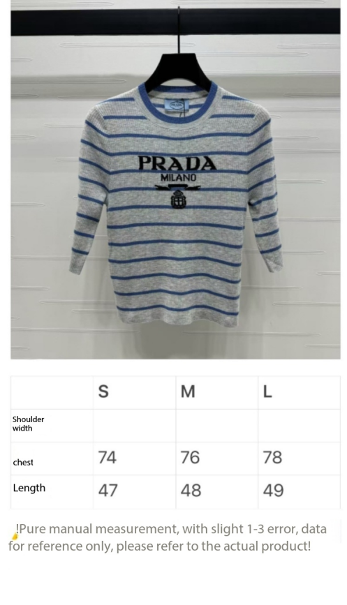 Prada Logo-Intarsia Striped Top Marble Grey Wool 351053