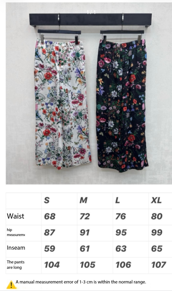 GG SS26 Printed Straight Leg Trousers Black Multicolor Silk 351694