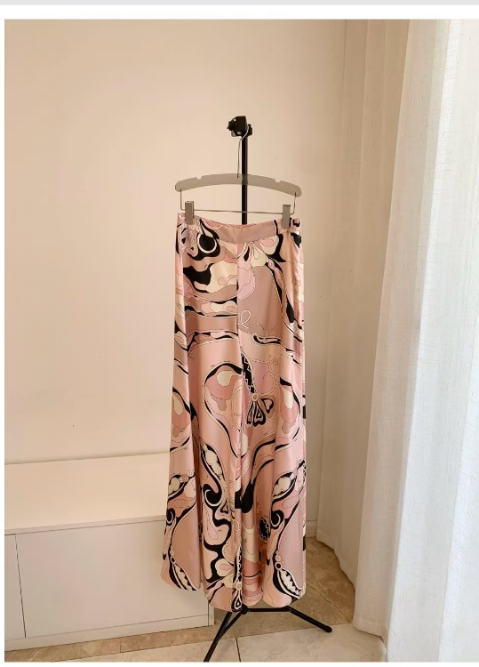 Pucci 26s Stella-Print Silk Trousers Light Pink Silk