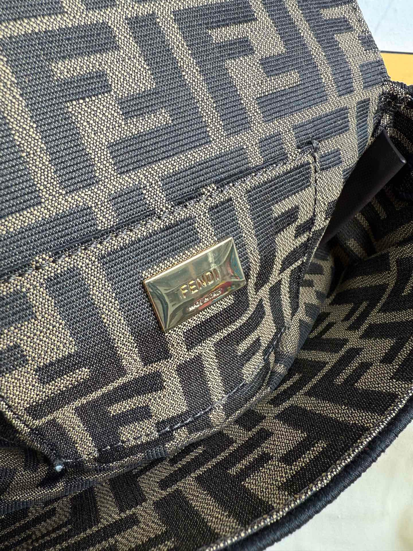 Fendi Baguette Mini FF Bag Brown Jacquard Fabric