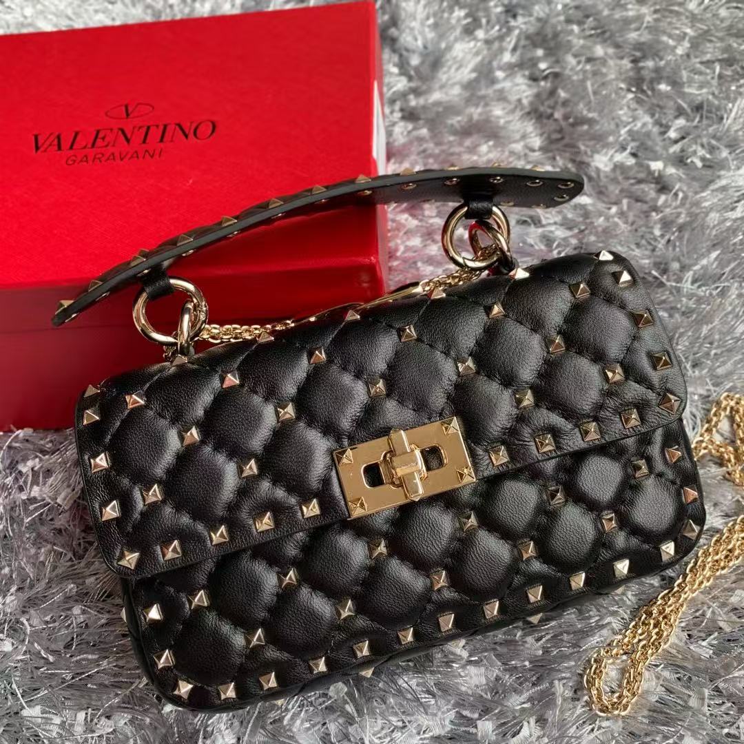 VT Small Rockstud Spike Bag 20cm Lambskin