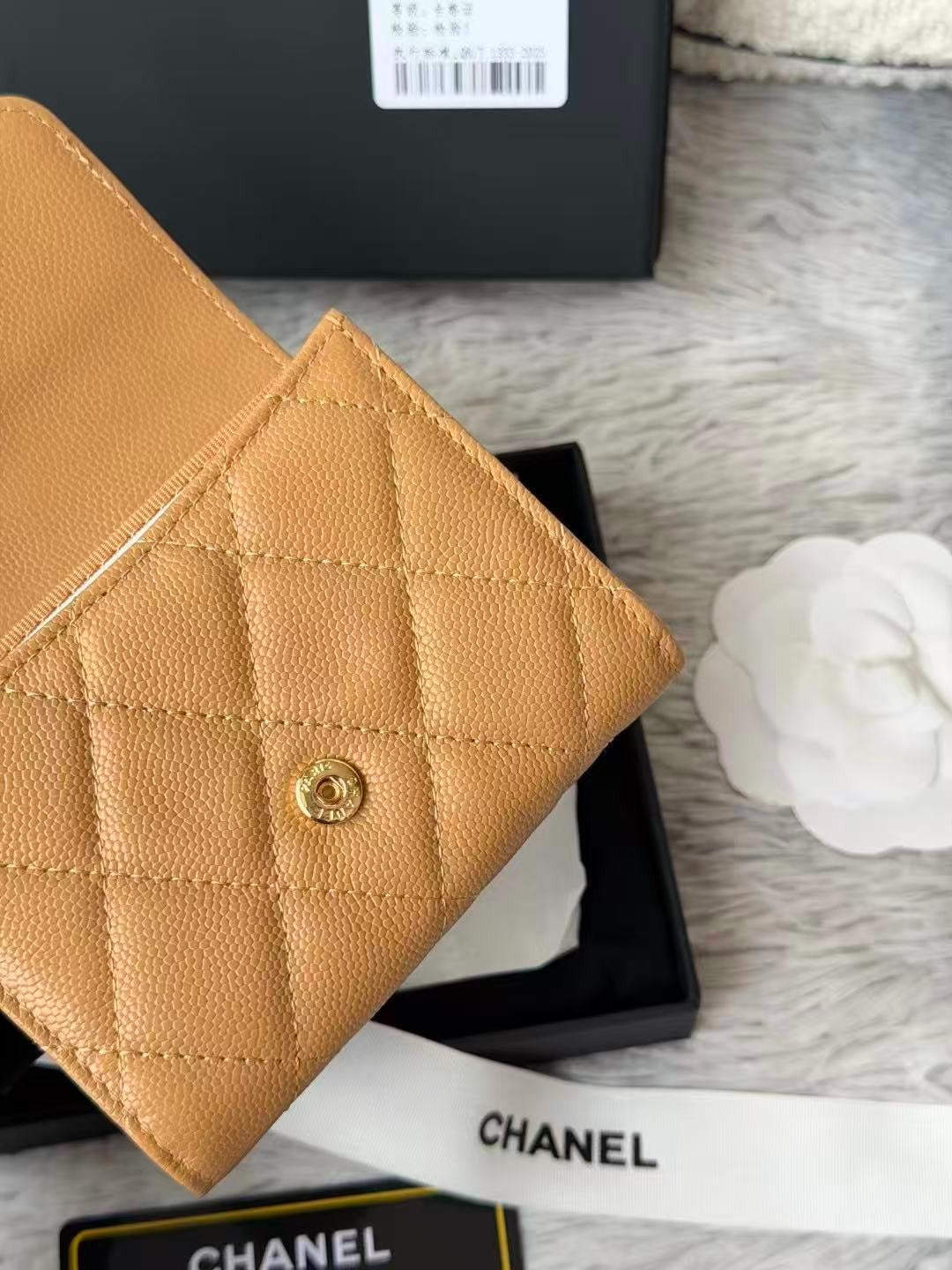CC Small Wallet 11cm Caramel Brown Caviar Gold Hardware
