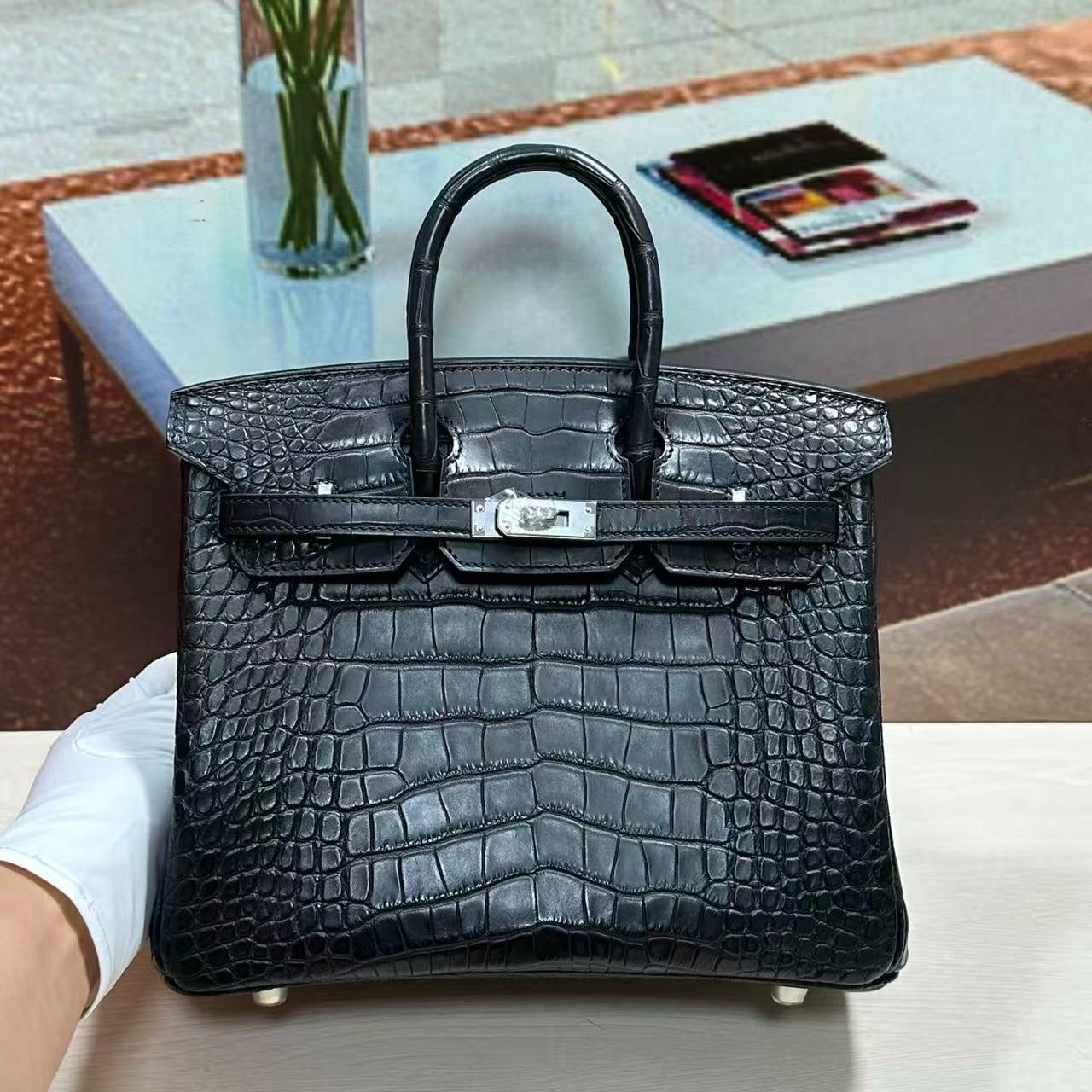 HM Birkin 25cm Black Matte Alligator Leather Hardware