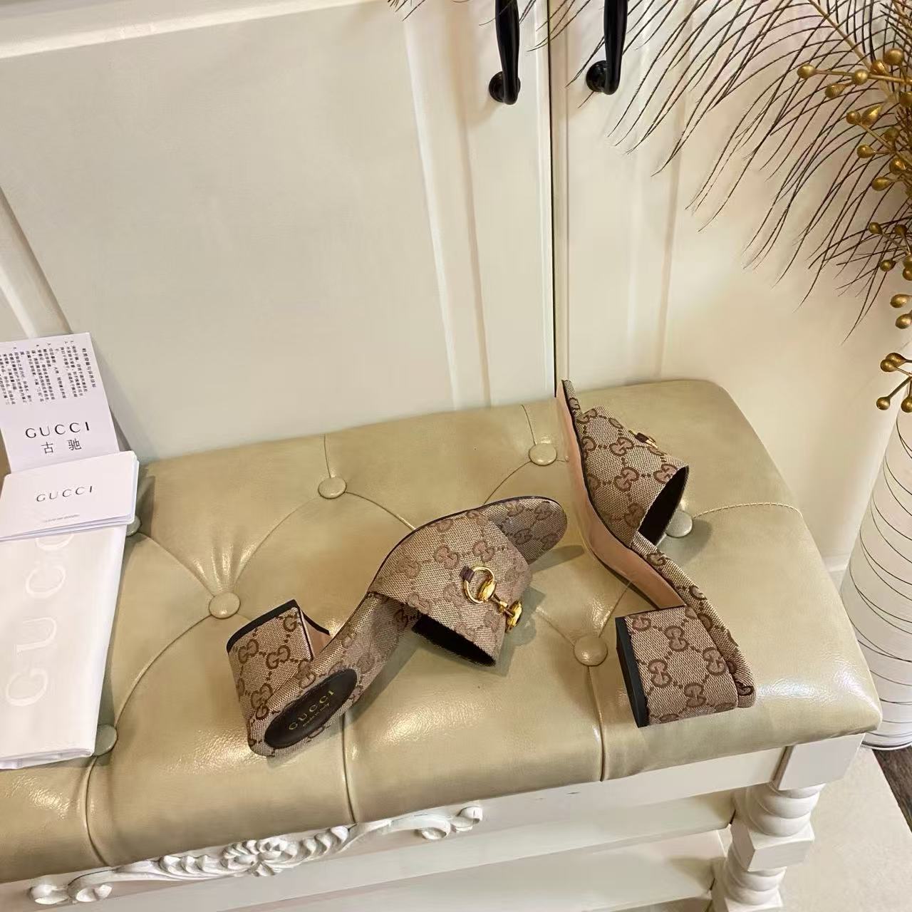 GG 26s Sandal With Horsebit Beige Brown Canvas