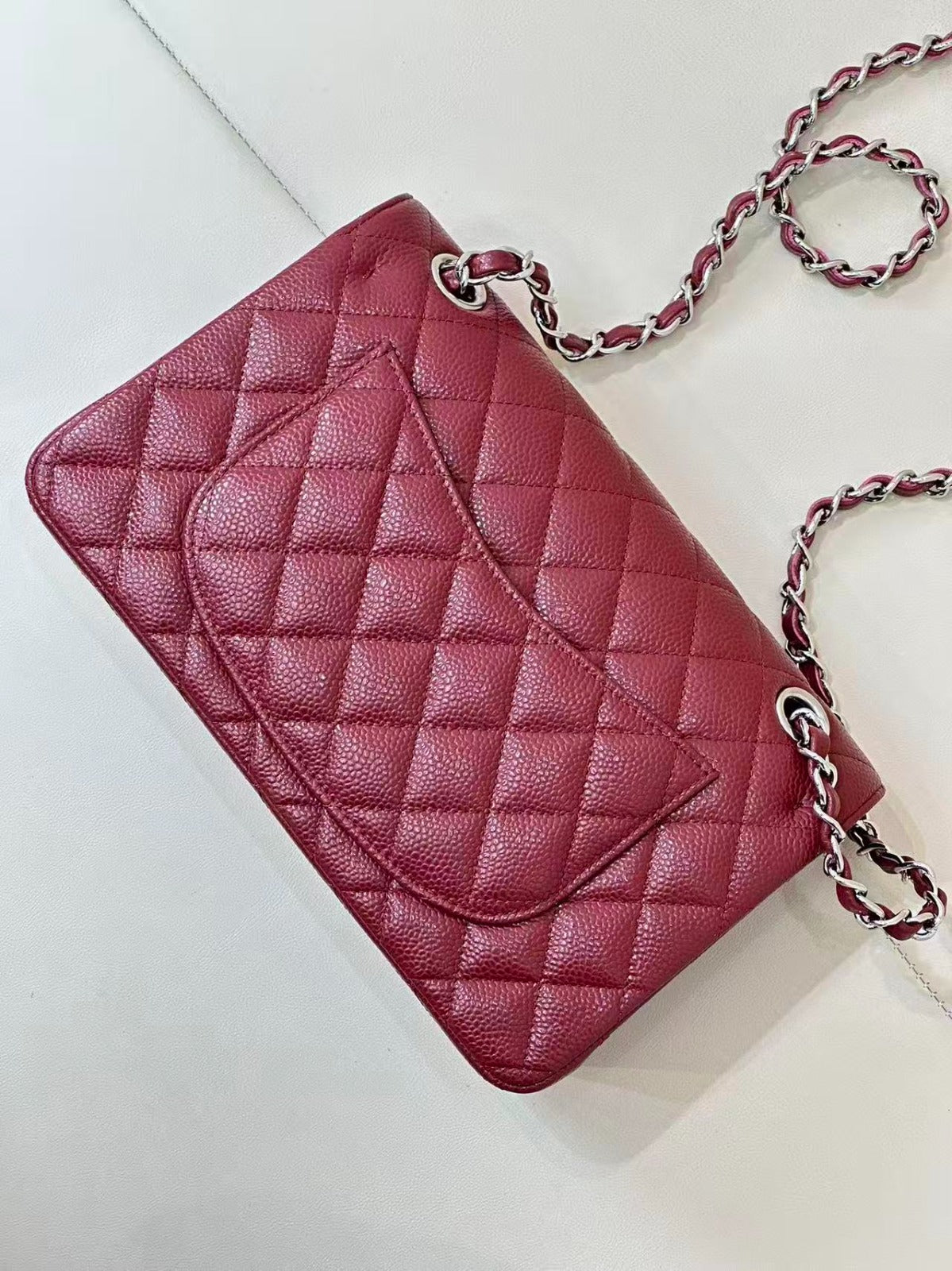 CC 26s Flap Bag Jumbo 23 Burgundy Caviar Silver Hardware