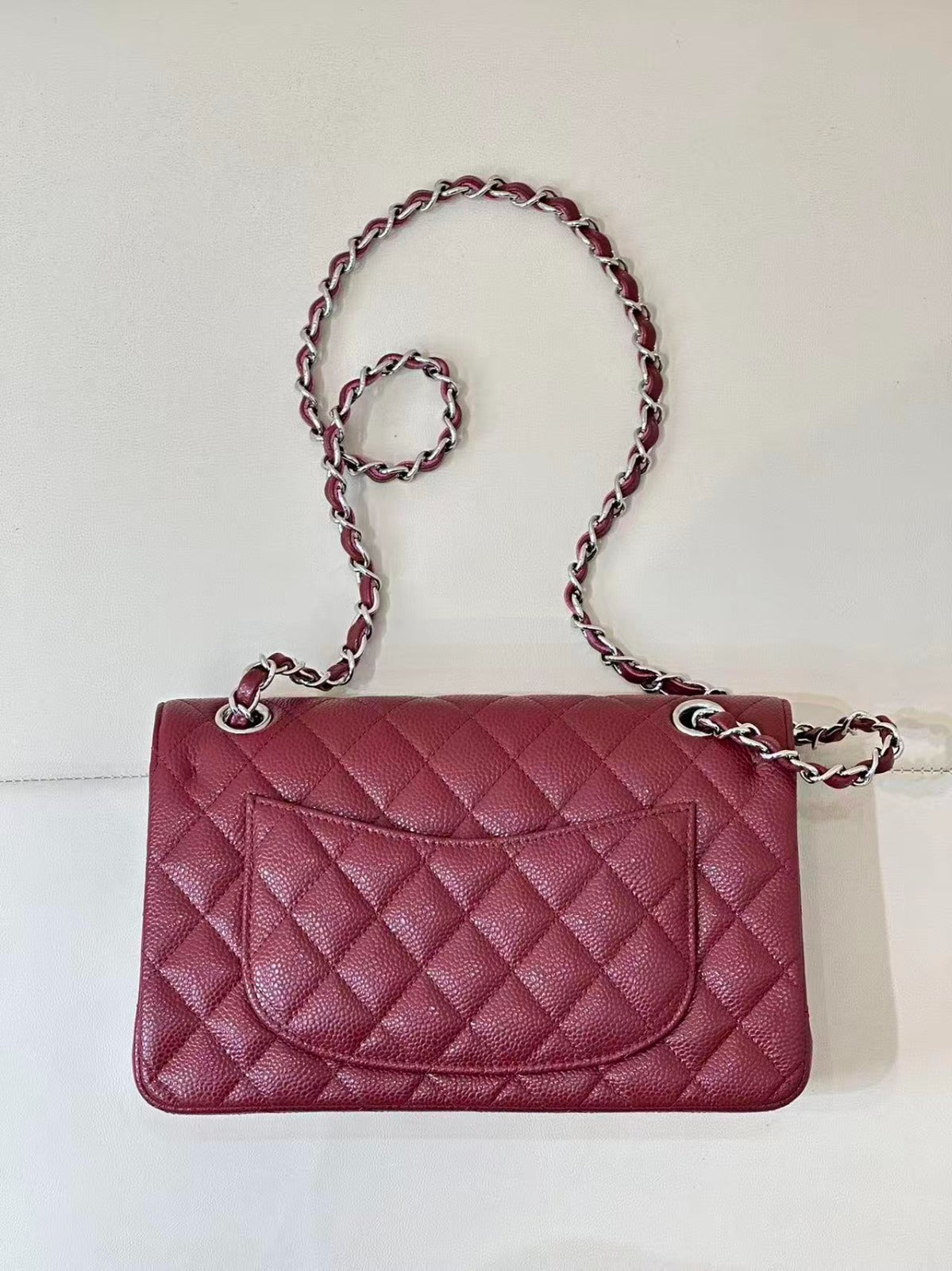 CC 26s Flap Bag Jumbo 23 Burgundy Caviar Silver Hardware