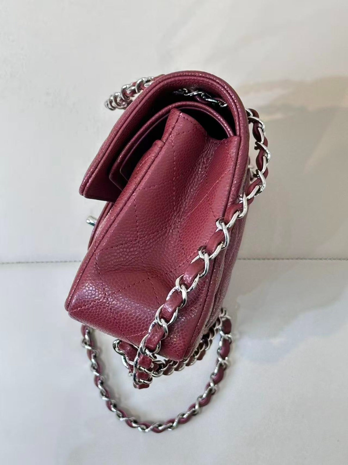 CC 26s Flap Bag Jumbo 23 Burgundy Caviar Silver Hardware