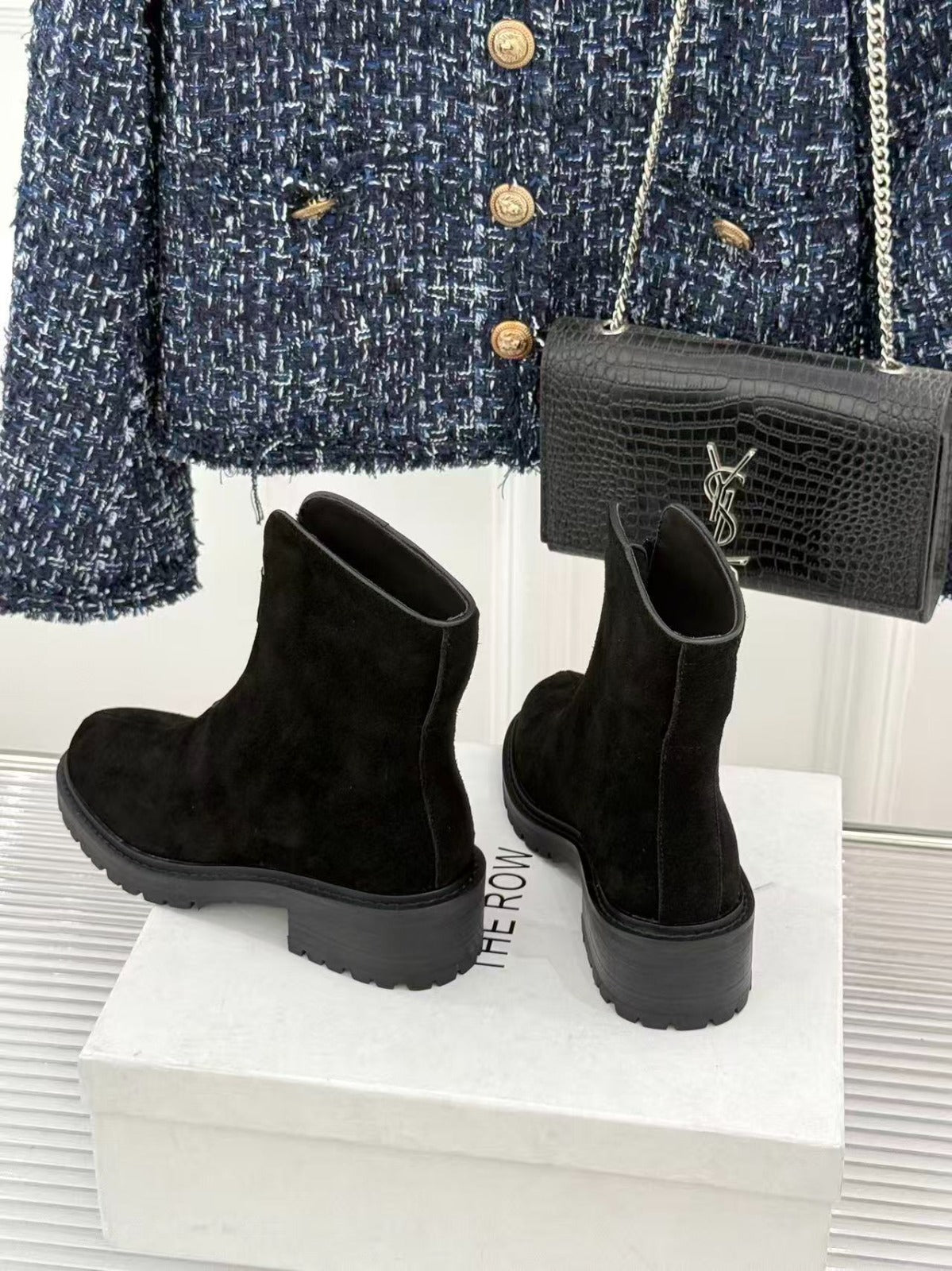 TR 2026 Hike Front-Zip Suede Ankle Boots Black Suede
