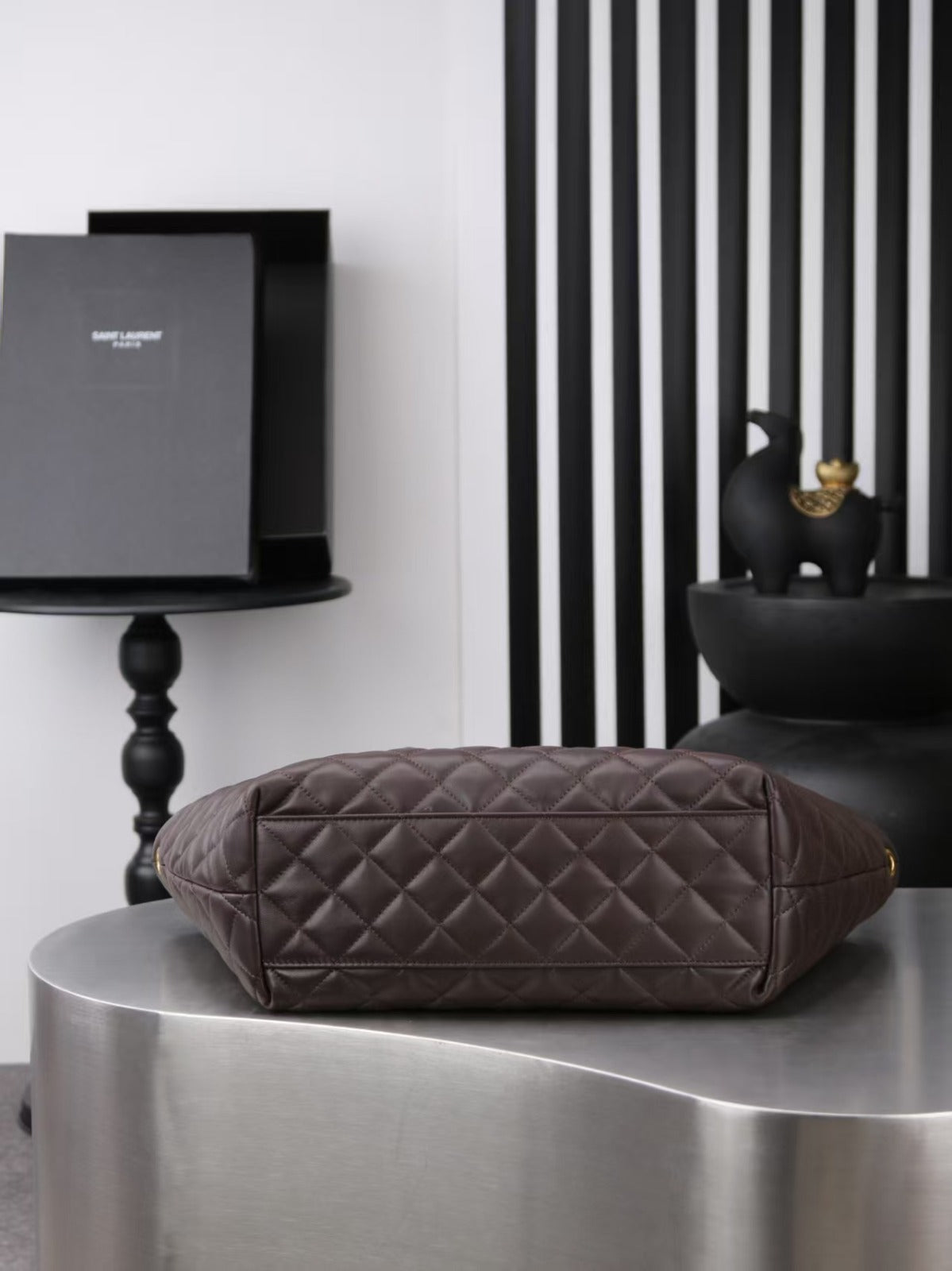 YSL 2026 ICARE Medium Chocolate Quilted Nappa Leather