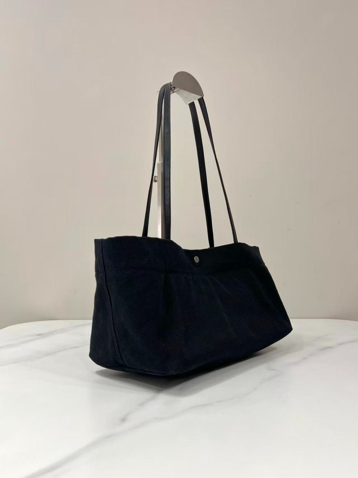 The Row 26s Idaho Bag Black Canvas Leather