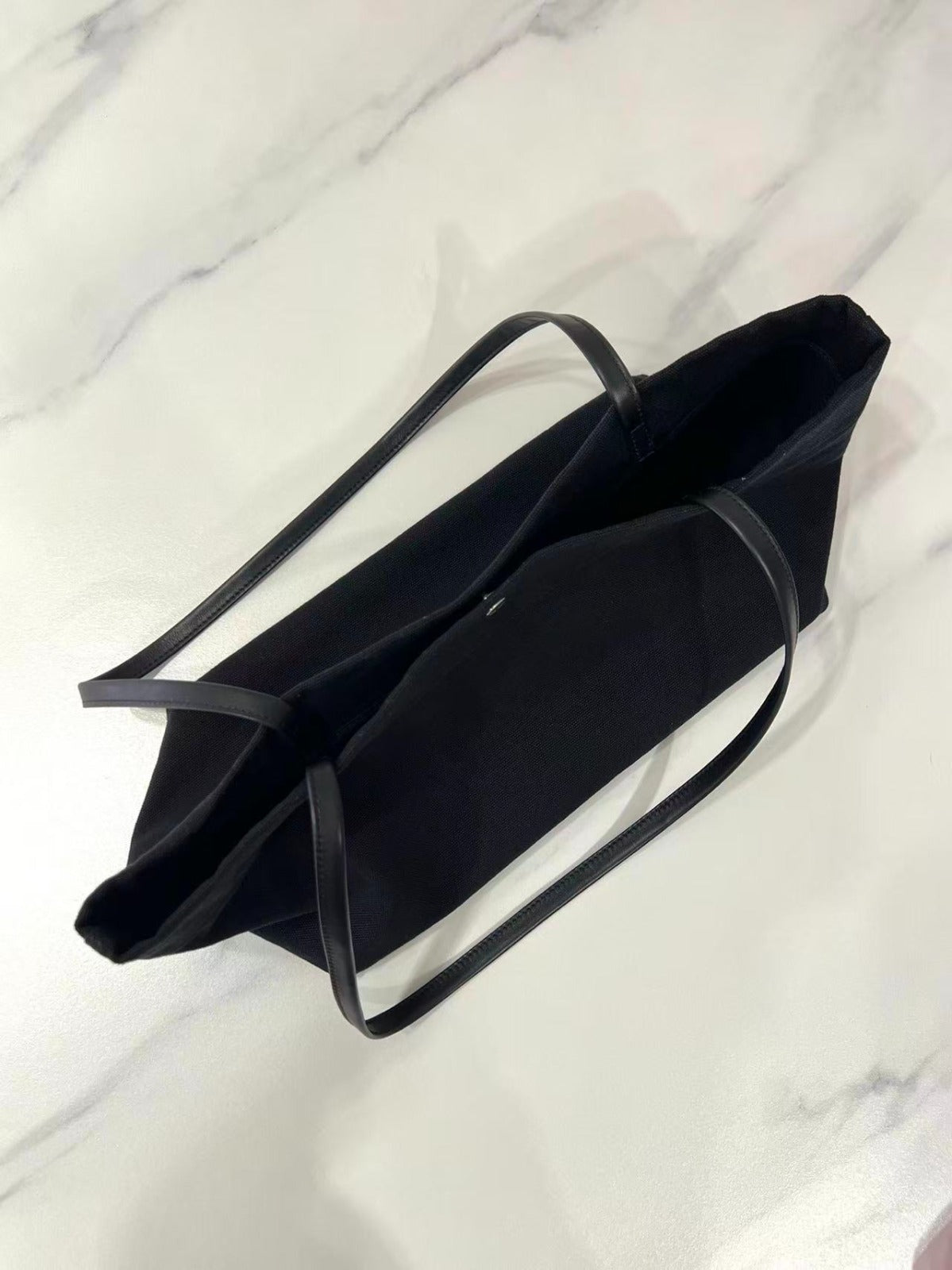 The Row 26s Idaho Bag Black Canvas Leather