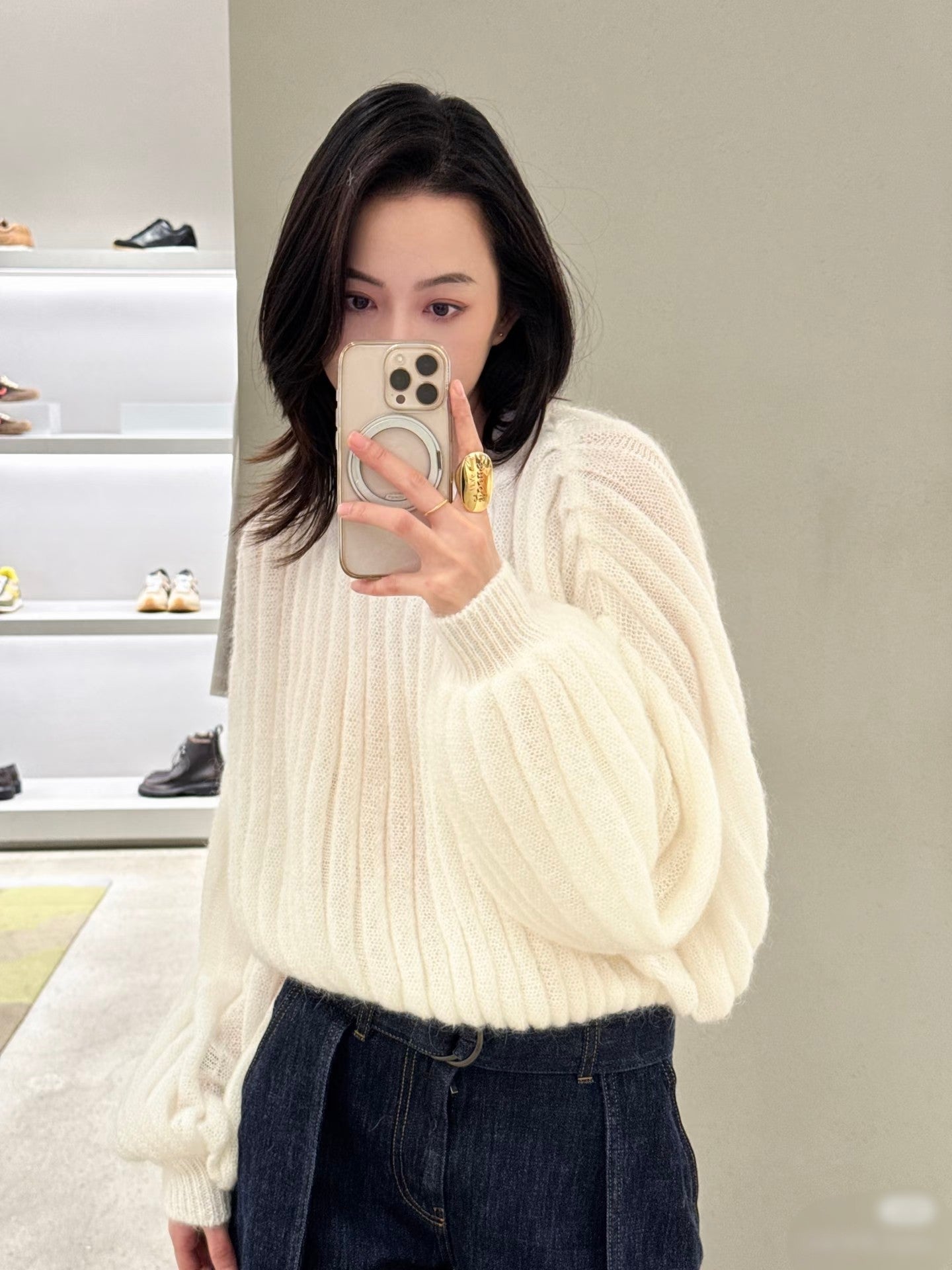 Loewe Mohair Sweater White Wool 345300