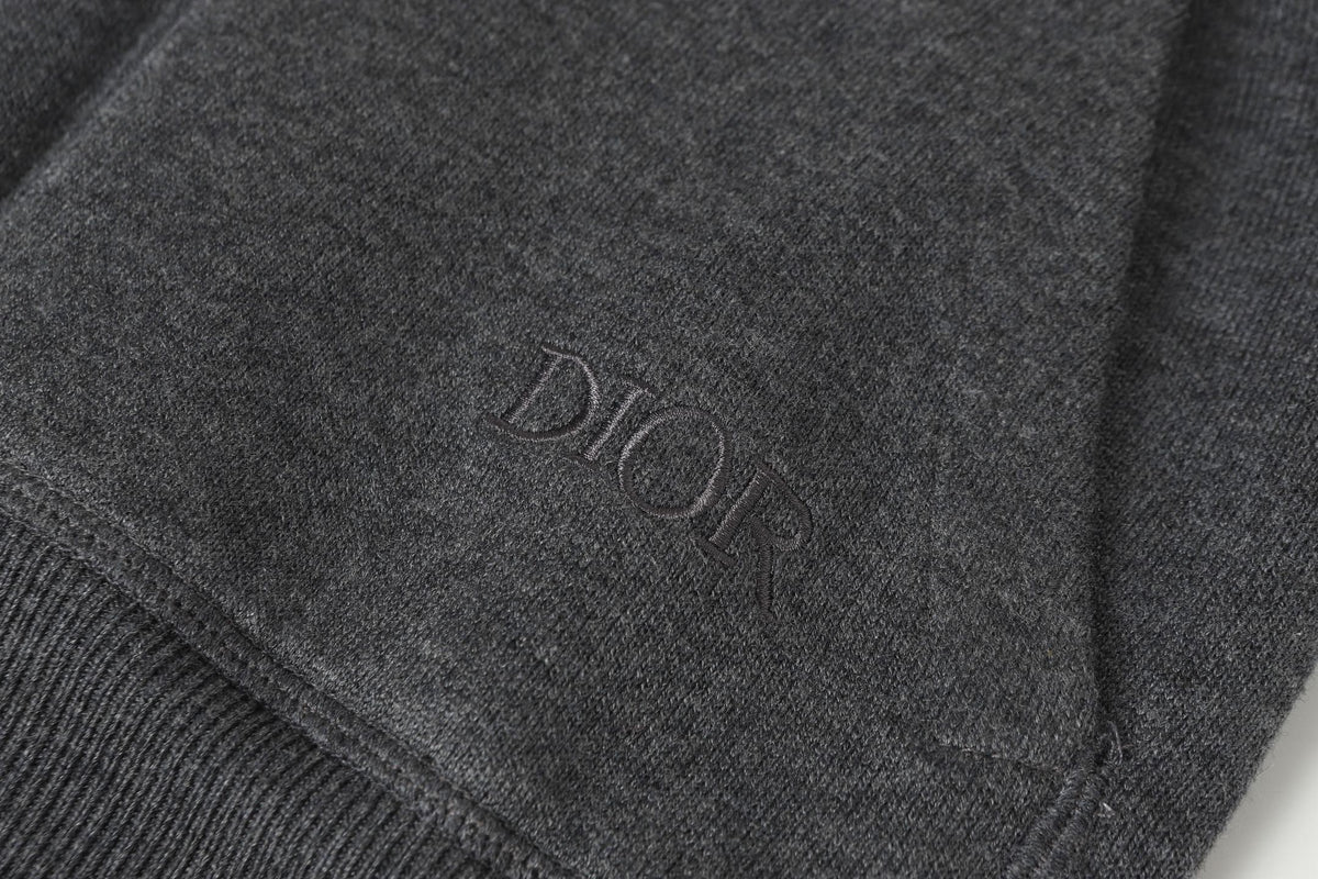 Dior 26s Reversible Hoodie Grey Blue Dior Oblique Knit Men
