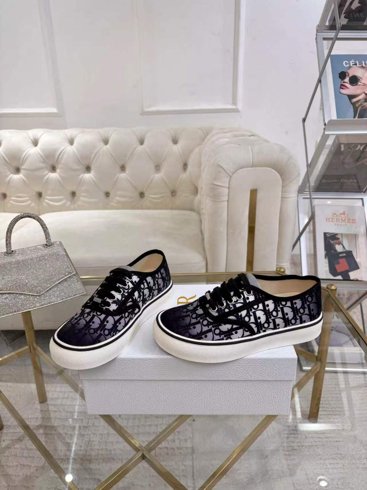 CD 26s Low Top Sneakers Black Dior Oblique Canvas 374925
