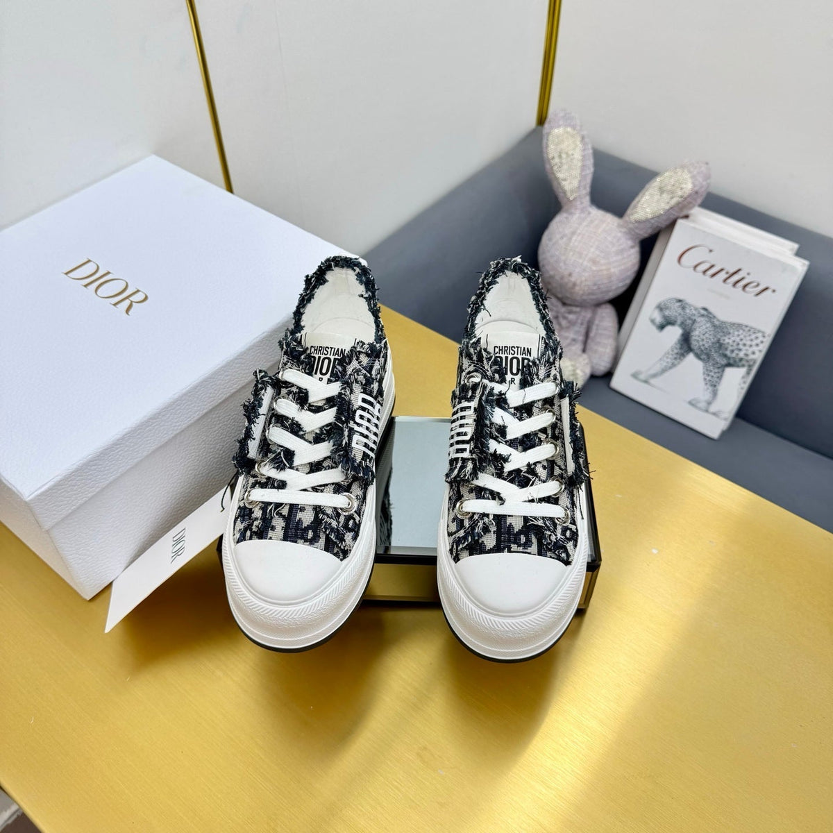 CD 26s Platform Sneaker 50mm Black White Oblique Canvas 839152
