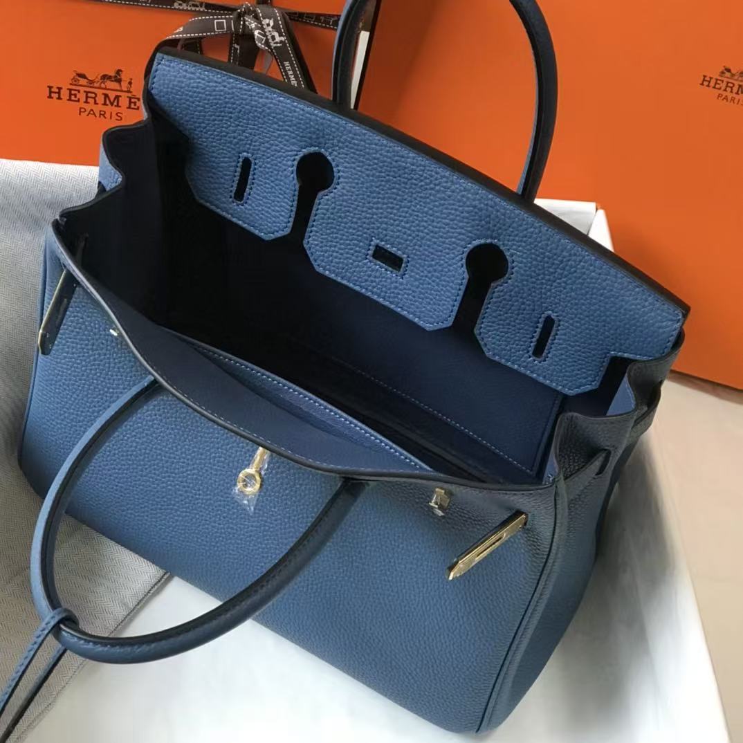 HM Birkin Bag 30cm Dark Blue Togo Leather GHW