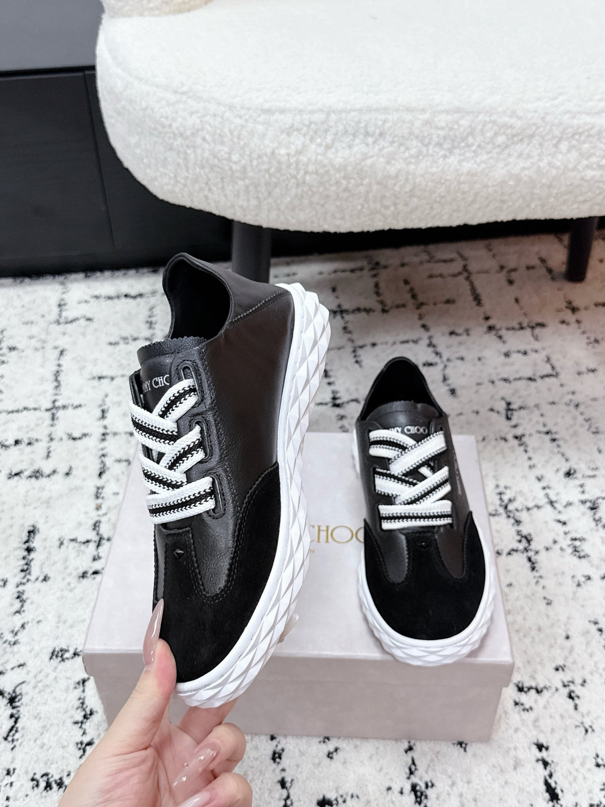 Jimmy Choo 26S Sneakers Black Calfskin And Suede 604183