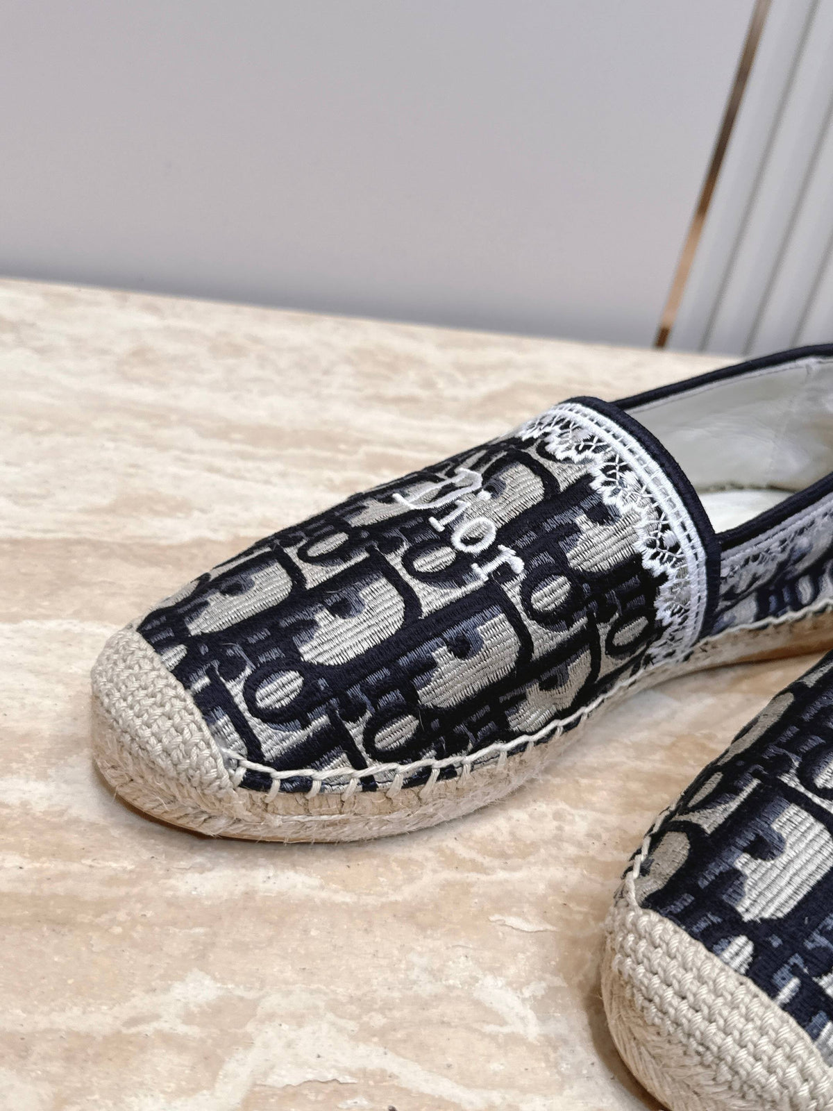 Dior 26s Siroco Espadrille Black White Dior Oblique Embroidered Canvas
