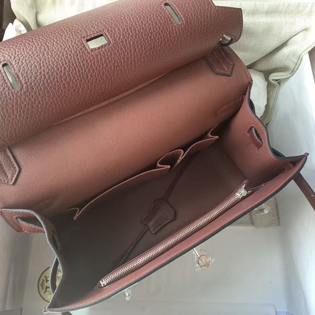HM Jypsière 28 Bag Burgundy Togo Leather