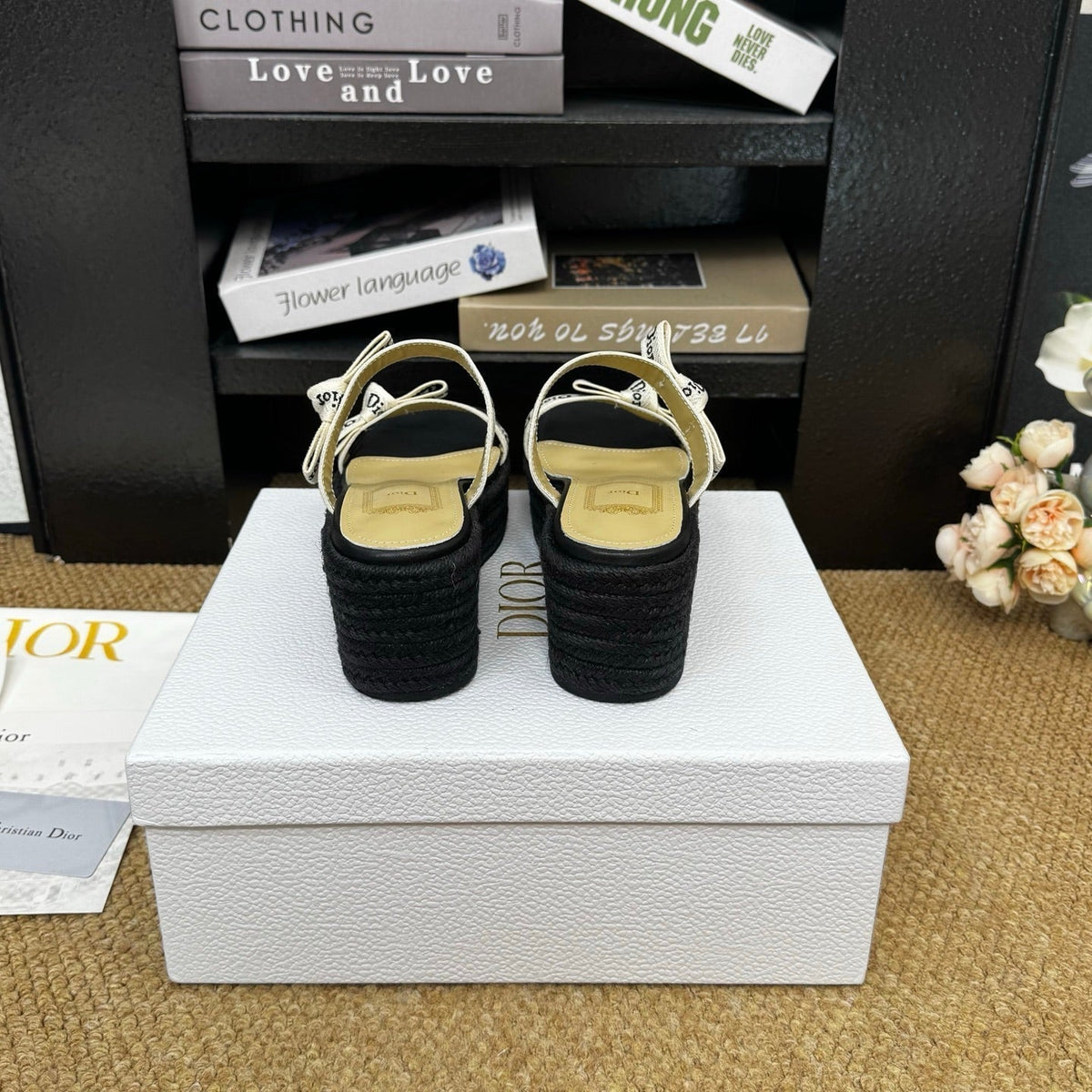 Dior 26s Wedge Sandal Black Canvas Calfskin