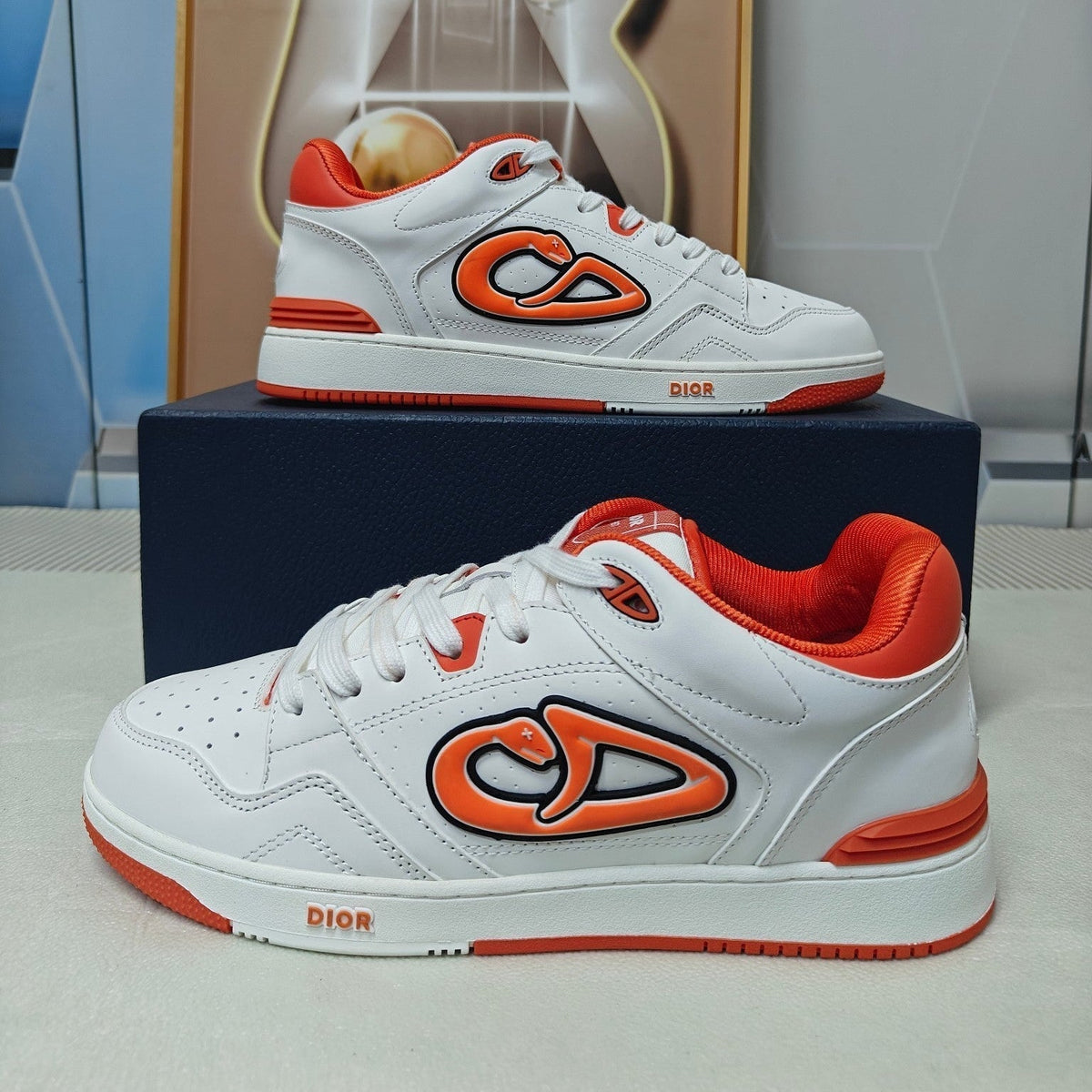 CD 26s Low Top Sneaker White Orange Calfskin 731952
