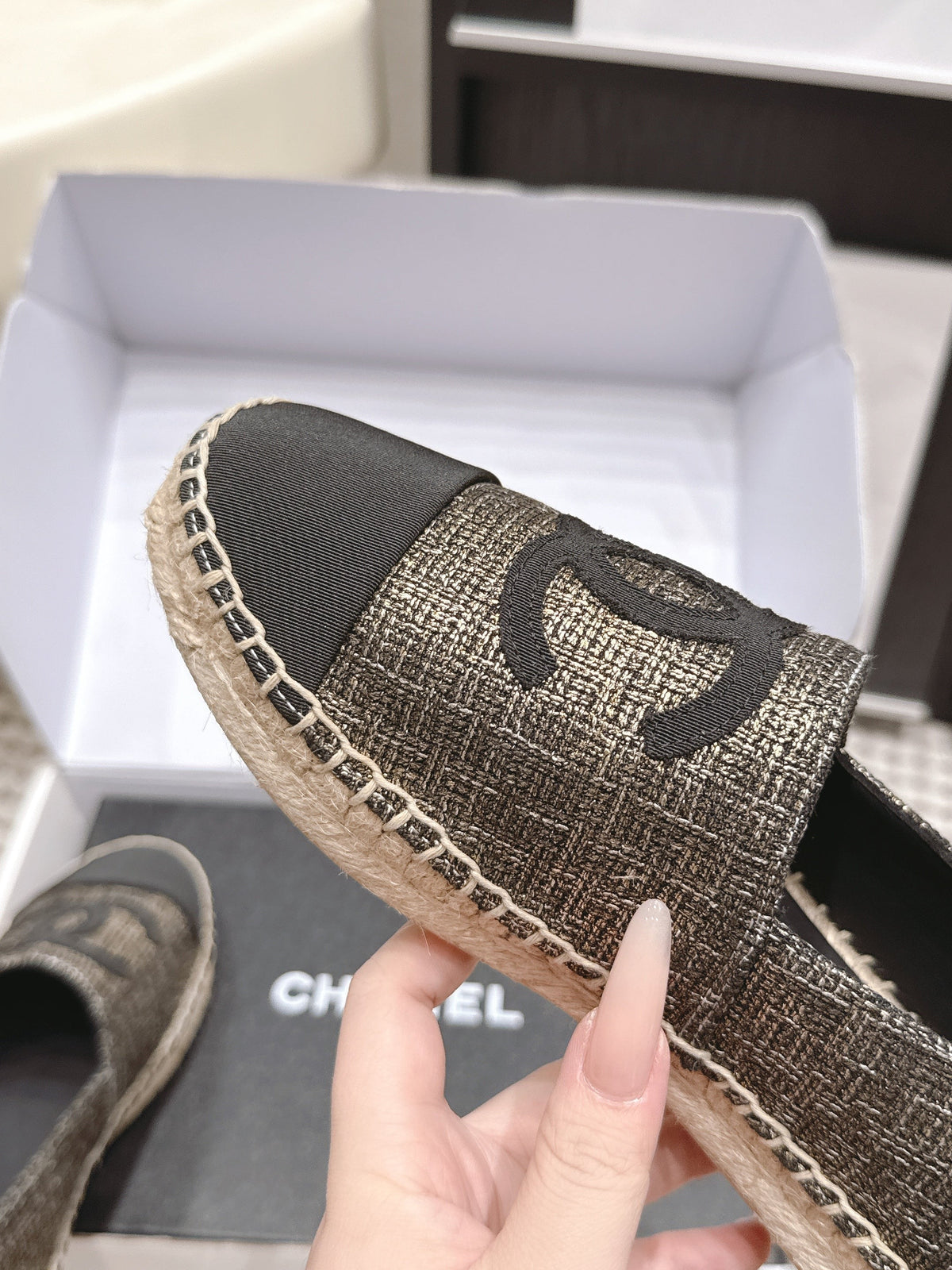 CC 26S Slip-Ons in Gold Bronze Mix Black Fabric