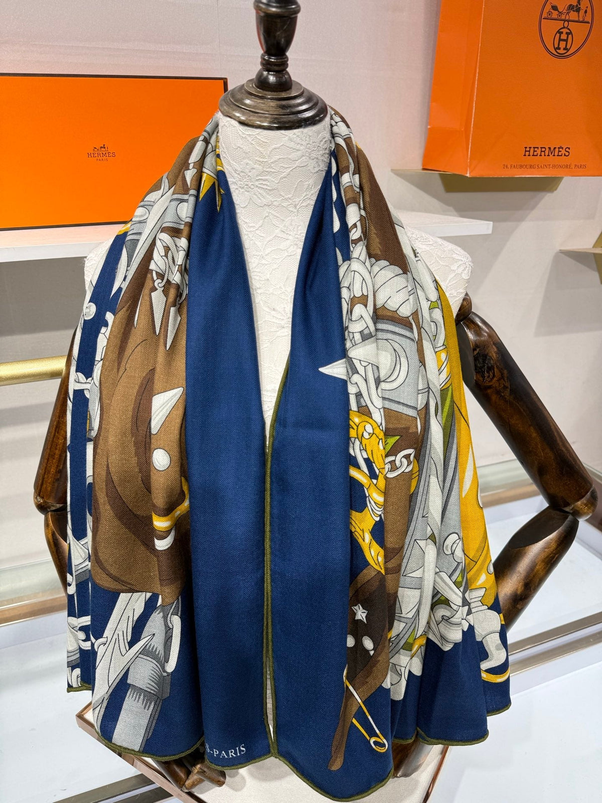Hermes 2026 Cheval Heavy Metal Scarf 140cm Cashmere Silk