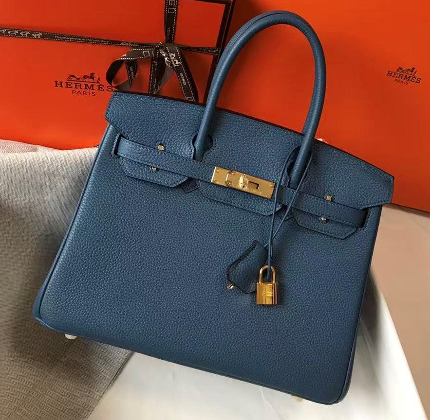 HM Birkin Bag 30cm Dark Blue Togo Leather GHW