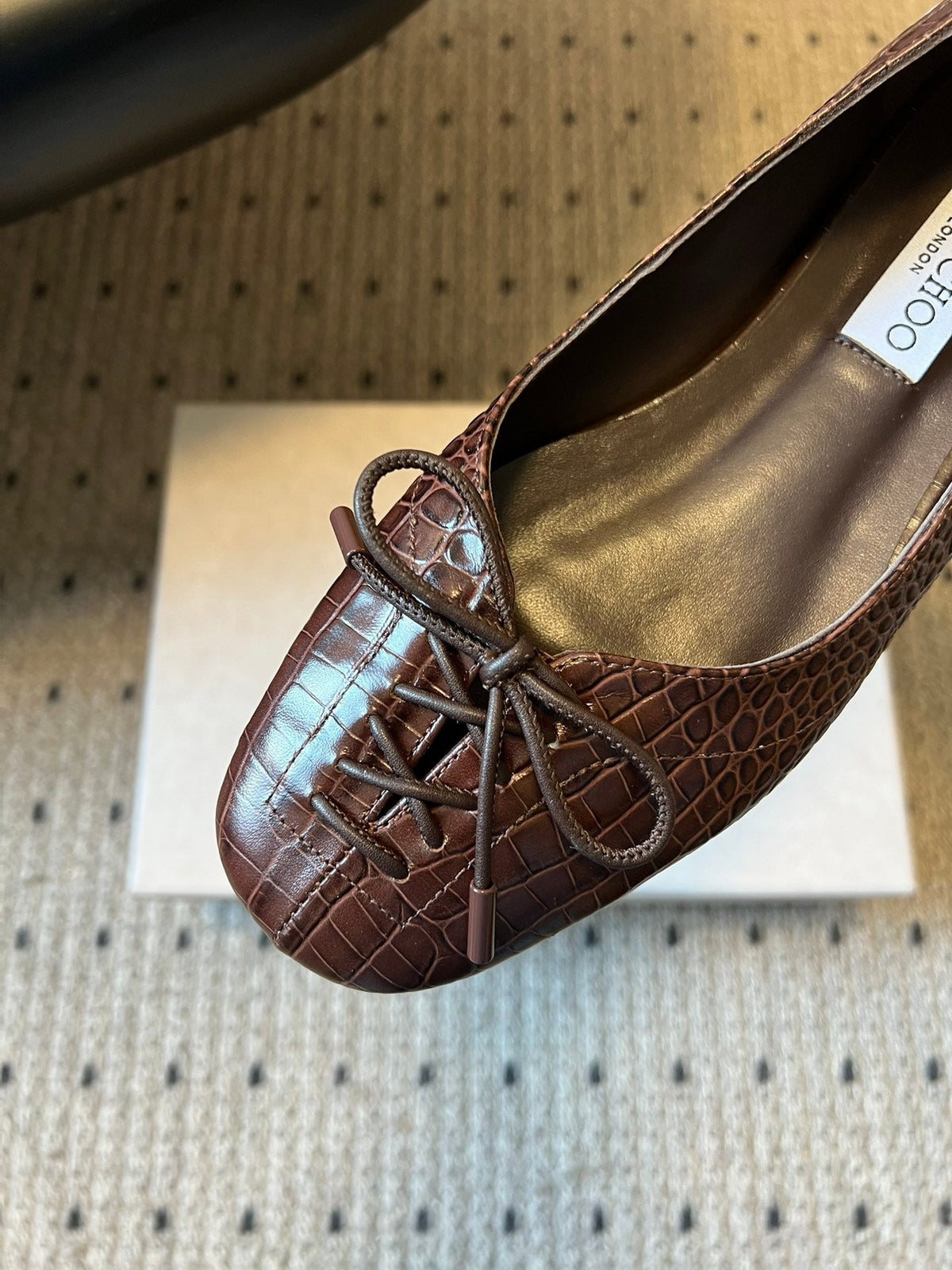 Jimmy Choo 26S Classic Ballet Flats Dark Brown Calfskin 391482
