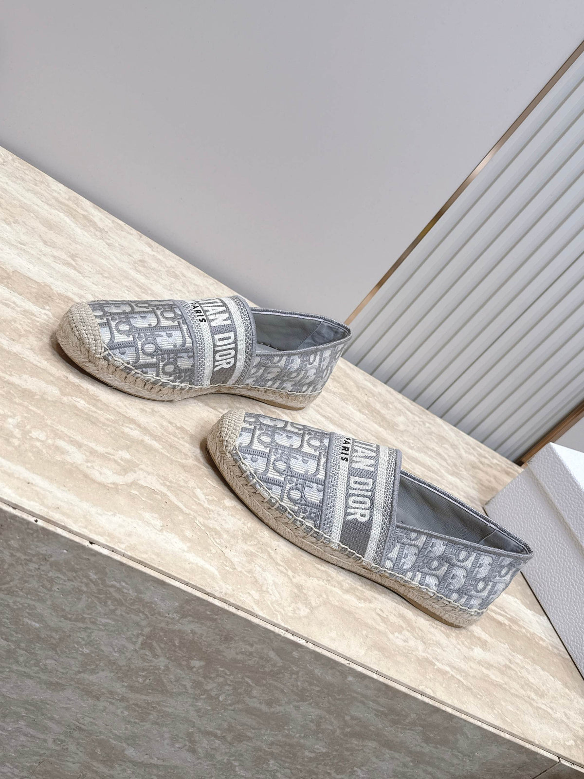 Dior 26s Granville Espadrille Light Grey Dior Oblique Embroidered Cotton