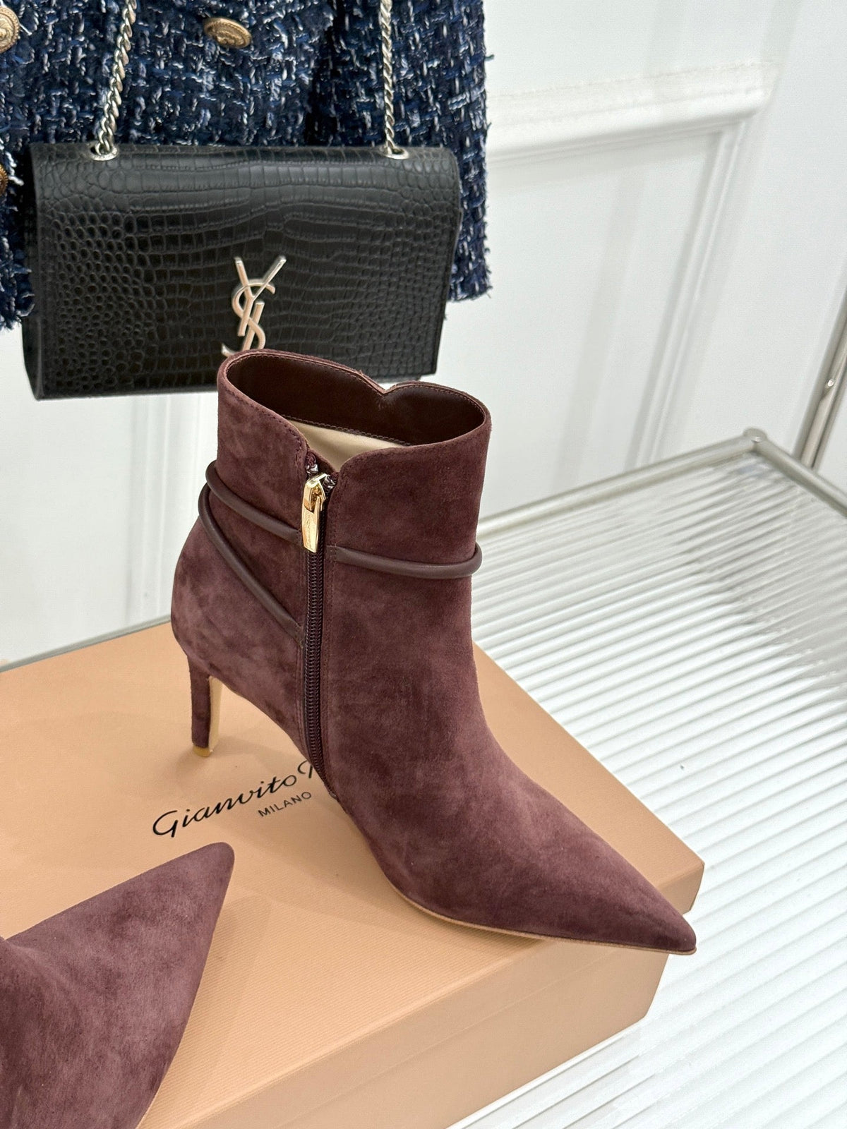 GR 26s Jungle Mamba Booties 8cm Burgundy Suede 175080
